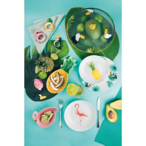 Servizio di piatti Excelsa da 18 pezzi in porcellana tropicale multicolore con disegno di fenicottero, ananas e tucano - Product Image 4