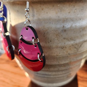 Fashion <b>Pink</b> Red Layered Resin Earrings Exquisite Cut Design Statement Jewelry - Product Image 5