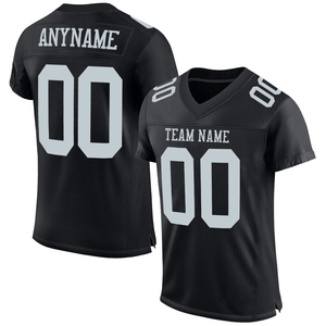 Wholsale Direct Industry Best Selling Custom Black <b>Silver</b> <b>Mesh</b> Authentic Football Jersey - Product Image 1