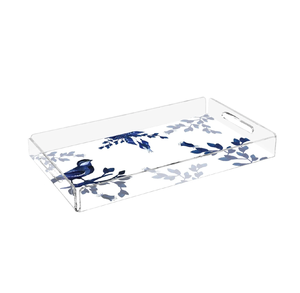 Bandeja de servir acrílica con estampado de flores hechas a mano para bar, restaurante, hotel, hogar, accesorio de vajilla, calidad estándar a bajo precio. - Product Image 3