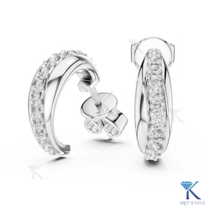 Pendientes de Aro Abierto con Diamantes CVD Cultivados en Laboratorio, Engaste de Canal, Oro Sólido de 14K y 18K, Joyería de Lujo para Mujer, Fabricante de Joyas de Boda - Product Image 6