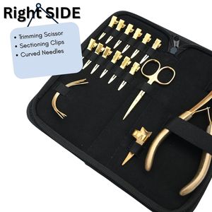 Kit d'outils pour extensions capillaires de salon : Micro-perles, Pince à sertir plate, Anneau de séparation, Ciseaux de coupe de cheveux, Aiguilles oscillantes, Pinces - Product Image 3