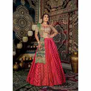 ROPA DE BODA MALAI SATÉN ESTAMPADO DIGITAL TRABAJO PAREJA ROSA COMBO - Product Image 5