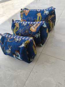 Juego de 3 Bolsas de Maquillaje de Algodón Puro para Mujer, Organizador de Cosméticos Acolchado, Bolsa de Maquillaje de Viaje Resistente al Agua y Duradera - Product Image 2