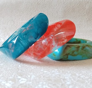Women's New Arrival Retro Design Chunky <b>Resin</b> Marble Acrylic Bangles Irregular Geometry Fashion Jewelry - Product Image 4