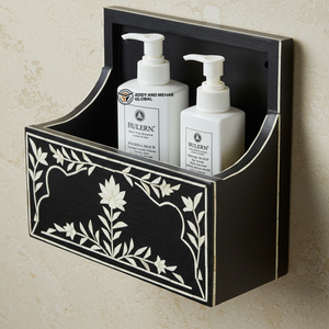 ชั้นวางของในห้องน้ำแบบมินิมอลสีดำลายกระดูก – โซลูชันการจัดเก็บติดผนังสุดหรู ชั้นวางของในห้องน้ำลายกระดูกสีดำดีไซน์เนอร์ - Product Image 6