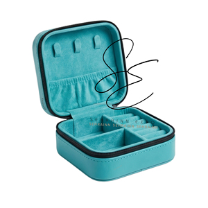 <b>Mini</b> Jewelry <b>Storage</b> <b>Box</b> with Turquoise Hair On Hide Heart Tooled Leather Portable Zipper <b>Box</b> Jewelry Organizer Case with Mirror - Product Image 6