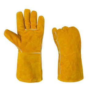 Guantes de Soldadura de Cuero Vacuno Amarillo de 12 Pulgadas al por Mayor, Diseño Más Popular, Puño Largo, Guantes de Trabajo Resistentes para Soldador - Product Image 5