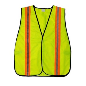 Gilet de travail réfléchissant jaune vert fluorescent haute visibilité sans manches avec fermeture éclair sur le devant et poches - Product Image 5