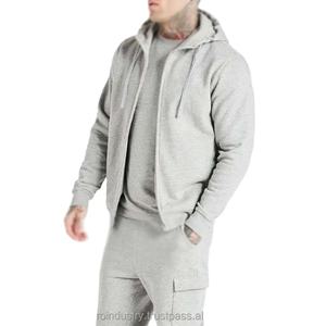 Conjunto de Sudadera con capucha unisex de 2 piezas de algodón con logotipo personalizado gris Cargo Fleece chándal directo de fábrica Activewear impreso de alta calidad - Product Image 3