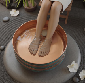 Bassin de thérapie des pieds Royal Copper Serenity à immersion profonde avec finition antique, usage commercial en salon, durable et portable - Product Image 3