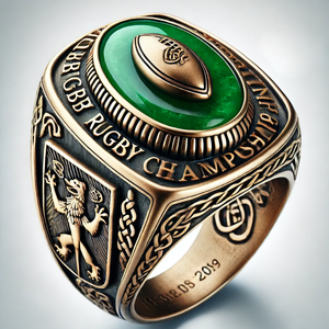 Anillo de Campeonato de Rugby Juvenil, Chapado en Rodio, Plata de Ley, Personalizable - Product Image 1