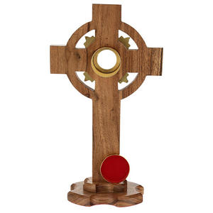 Cruz Relicario de Madera de Roble Premium con Centro de Monstranza de Latón, Decoración para Altar de Iglesia Católica, Artículo Religioso, Suministro al por Mayor - Product Image 4