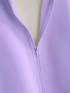 Veste ample personnalisée scintillante OEM/ODM en gros, avec strass, fermeture éclair intégrale, en polaire chatoyante, col montant, pour femmes - Product Image 4