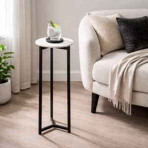 Mesa de Centro de Lujo con Tapa de Mármol y Elegante Estructura Metálica, Alta y Ahorradora de Espacio, para Sala de Estar Moderna y Bares - Product Image 1