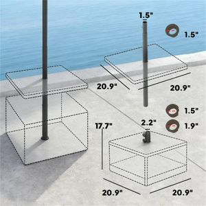 Base per Ombrellone da Patio Nera con Tavolino Integrato, Supporto per Ombrellone da Terrazzo, Solo Base per Ombrellone da Cortile - Product Image 6