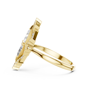 Bague de fiançailles en or jaune 14K 18K avec halo de diamants de laboratoire taille triangle DEF VVS, bijoux fins classiques pour mariage, vente en gros OEM - Product Image 5