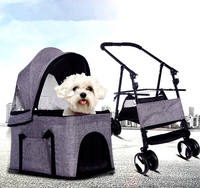 Poussette pour chien pas chère fabriquée en Chine, pliable, quatre roues, chariot pour animaux de compagnie pour petits chiens