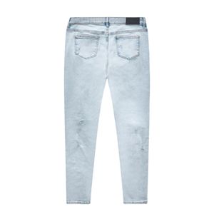 Jeans Ajustados para Hombre, Estilo Desgastado, Color Azul Claro, Elásticos, Rotos, de Pierna Ajustada, Estilo Casual y Robusto, Jeans de Moda para Hombre - Product Image 4
