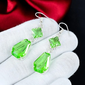 Boucles d'oreilles pendantes en améthyste verte, argent sterling 925, faites à la main, bijoux en améthyste verte, cadeaux de Noël pour elle - Product Image 6
