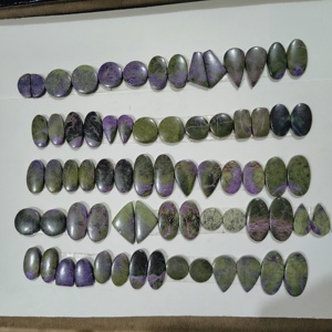 Cabochons de pierres précieuses minérales naturelles violettes et vertes de formes variées avec jeu de couleurs pour la fabrication de bijoux, 15-20MM, pierres lâches polies - Product Image 2