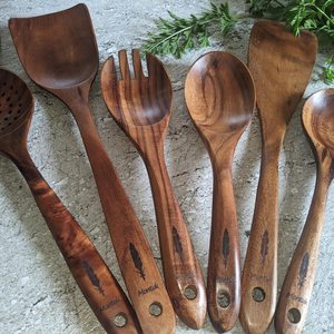 Fourchette en bois écologique faite à la main, de qualité alimentaire, en bois naturel, passe au lave-vaisselle, ustensile de cuisine - Product Image 4