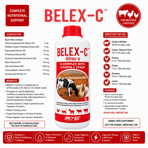 BELEX-C, Suplemento Líquido sin Granos con Complejo B y Vitamina C para Reforzar el Sistema Inmunológico en Ganado Vacuno, Búfalos, Terneros y Aves de Corral |   Paquete de 1 Litro - Product Image 4
