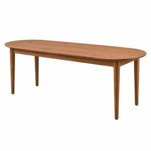 Table à manger ovale en teck massif avec pieds coniques, écologique, imperméable, 8 places, design scandinave moderne pour usage hôtelier - Product Image 3