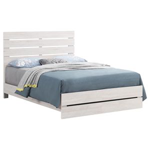 Letto Queen Size con Testiera a Doghe in Legno Massello Bianco Costiero, Mobili in Legno Massello - Product Image 2