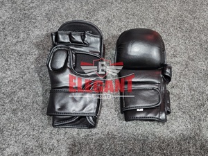Guantes de Entrenamiento MMA de Cuero PU Negro, Transpirables, con Protección en la Palma, Cierre, Material Suave Antideslizante, Colores Personalizables - Product Image 4