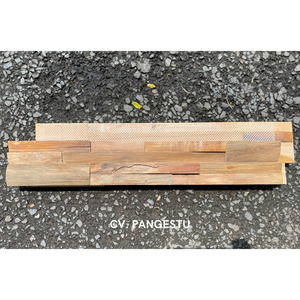 Panneaux muraux insonorisés en teck recyclé à motif géométrique moderne pour villas, divertissement et usage domestique - Product Image 2