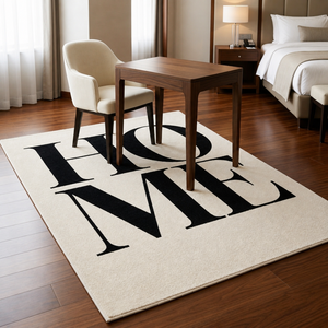 Tapis rectangulaire moderne à motifs floraux tuftés à la main, noir et blanc, pour salon, prière et voyage - Product Image 2