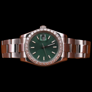 Reloj de Pulsera de Lujo para Hombre, Diseño Personalizado, con Diamante Redondo de Moissanita Original, Bisel con Incrustaciones, Esfera Verde, Acero Inoxidable - Product Image 1