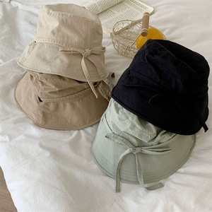 Solid Color Summer <b>Sunscreen</b> 3D Embroidery Fisherman Hat Lace-up Quick Dry Tie Outdoor Travel - Product Image 6