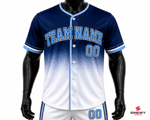 SINEWY SPORTS Camiseta de Béisbol Personalizada para Hombre, Sublimada, Degradado 3D Azul y Blanco, Manga Corta, Absorbe la Humedad, Corte Regular, Adulto - Product Image 1