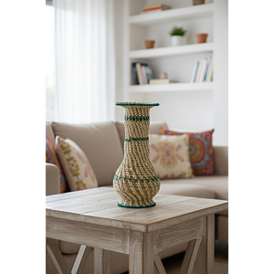 Vase décoratif en fibres naturelles écologiques, artisanal, élégant, fait à la main, pour la maison, le salon, la chambre à coucher - Product Image 3