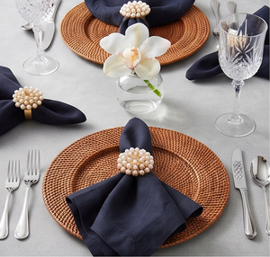 Ensemble de 4 anneaux de serviette en métal doré de luxe avec perles, décoration de table élégante pour mariage et banquet - Product Image 5