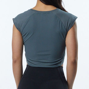 Camiseta Corta de Moda Urbana para Mujer, de Secado Rápido, Cuello Redondo, Color Sólido, Top Corto Popular para Mujer, Baby Tee - Product Image 3