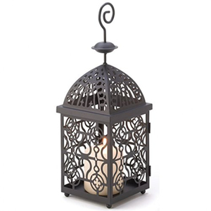 <b>Set</b> Of 2 Decorative Candle <b>Lanterns</b> Vintage Style Hanging <b>Lantern</b> Black Metal & Tempered Glass Candle Holder For Indoor Outdoor - Product Image 4
