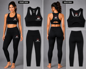 Ensemble de yoga pour femmes Warpro Industry, haut court noir, leggings taille haute, ensemble de vêtements de sport 2 pièces, couleur unie, respirant, en spandex - Product Image 5