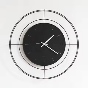 Modern Black Metal Wall <b>Clock</b> Round Abstract Geometric Design Quartz Analog Silent Living Room Decor Hanging <b>Clock</b> - Product Image 4