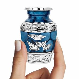Luxury Inspired Aluminum <b>Keepsake</b> Cremation <b>Memorial</b> Urn Ash Holder Featuring Durable Decorative Exterior Texture Style - Product Image 5