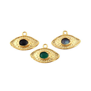 Nuevos colgantes ovalados ligeros de ónix negro martillado, chapados en oro, de latón macizo, con engaste tipo collet, componentes de joyería para arte y manualidades. - Product Image 3