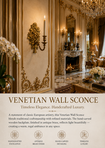 Classic Venetian Baroque Luxury Wall <b>Sconce</b> Vintage Decorative Wall <b>Light</b> with Ornamental Mirror Details Elegant Brass Framework - Product Image 3