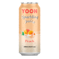 YOOH Agua con Gas en Lata de 320ml, Sabor Lichi, 30-35% de Contenido de Jugo, 18 Meses de Caducidad, Vietnam, Servido Frío, OEM/ODM
