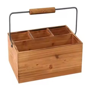 Polished Wooden Silverware <b>Caddy</b> for <b>Kitchen</b> Picnic & Outdoor BBQ Utensil Holder & Tool Storage for Housewarming Gift <b>caddy</b> - Product Image 4