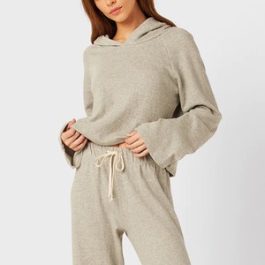 Conjunto Deportivo de Dos Piezas para Mujer, de Alta Calidad, con Sudadera con Capucha y Pantalones Deportivos Acampanados, 100% Algodón, Ropa Deportiva de Invierno - Product Image 6