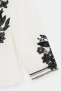 Kurta en coton brodé blanc pour femmes, vêtement traditionnel ample, style ethnique Inde Pakistan, toutes saisons, décontracté - Product Image 5