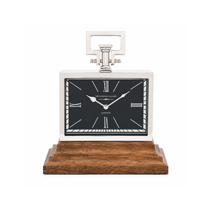Modern Rectangle Steel & Wood Table <b>Clock</b> | Luxury Analog Desk <b>Clock</b> | Decorative Wooden Base Quartz <b>Clock</b> for Home Office Gift - Product Image 2