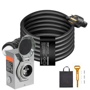 Kit Cavo di Alimentazione per Generatore NEMA 14-50P/SS2-50R STW 6/3+8/1 AWG, Scatola di Ingresso con Connettore Twist Lock da 50 Amp, 25 Piedi, per Sistemi Elettrici RV - Product Image 1